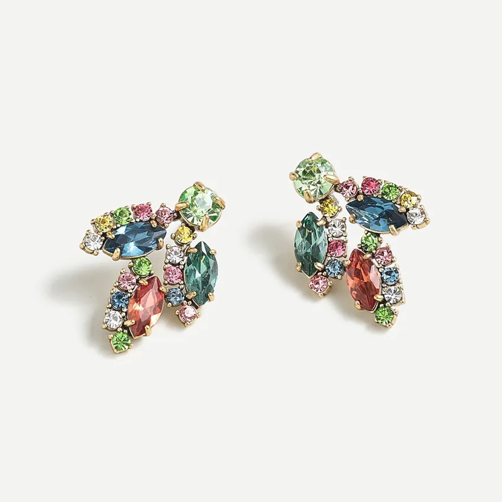 ✨NWT✨J CREW//Crystal Leaf Earrings in multi color